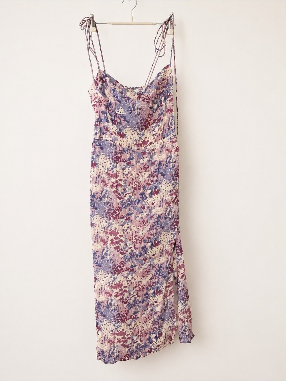 Reformation Floral Corset Maxi Dress Size 8 Purple Side Slit Smocked Back - Picture 2 of 8